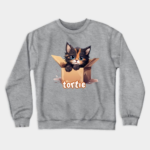 Tortie in a box Crewneck Sweatshirt by nonbeenarydesigns